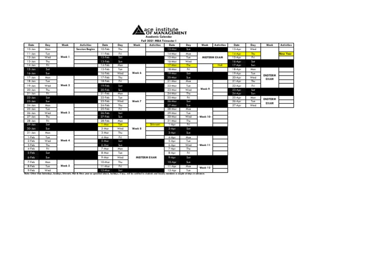 Academic Calendar - Fall 2021 Term I | PDF | Schools