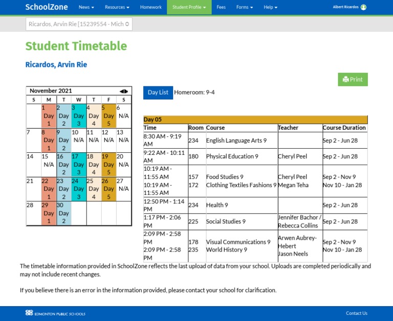 SchoolZone - Student Profile | PDF