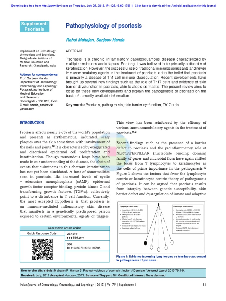 Pathogenesis of Psoriasis Explained | PDF | Psoriasis | T Cell