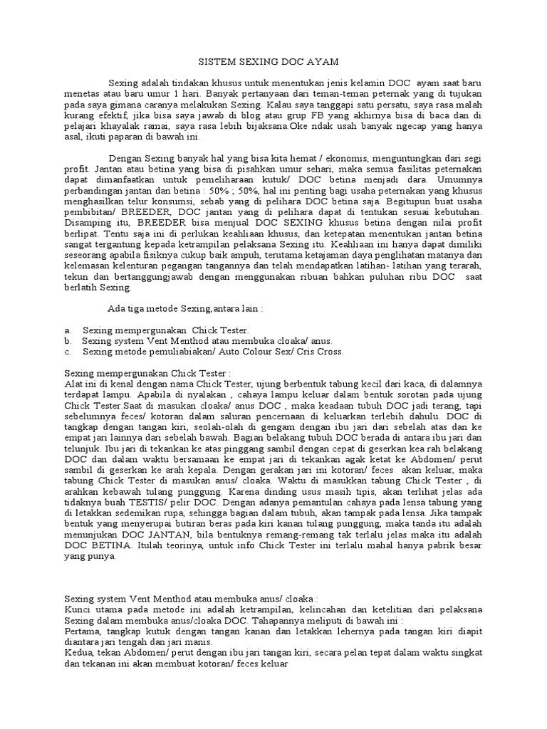 Sexing Doc Ayam | PDF