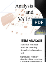 Item Analysis and Validity