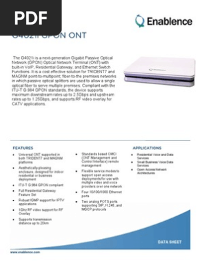 835 Enablence Datasheet Systems Ont Gpon G4021i | PDF | Voice Over.