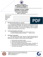Department of Education: Learning Activity Sheet Practical Research 1