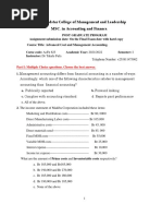 Advanced Cost and Management Acct MSC Leadstar