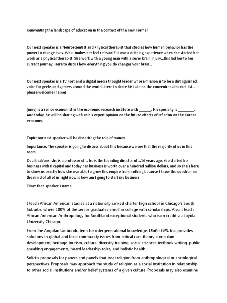 Intro To Guest Speaker Download Free Pdf Social Sciences Anthropology