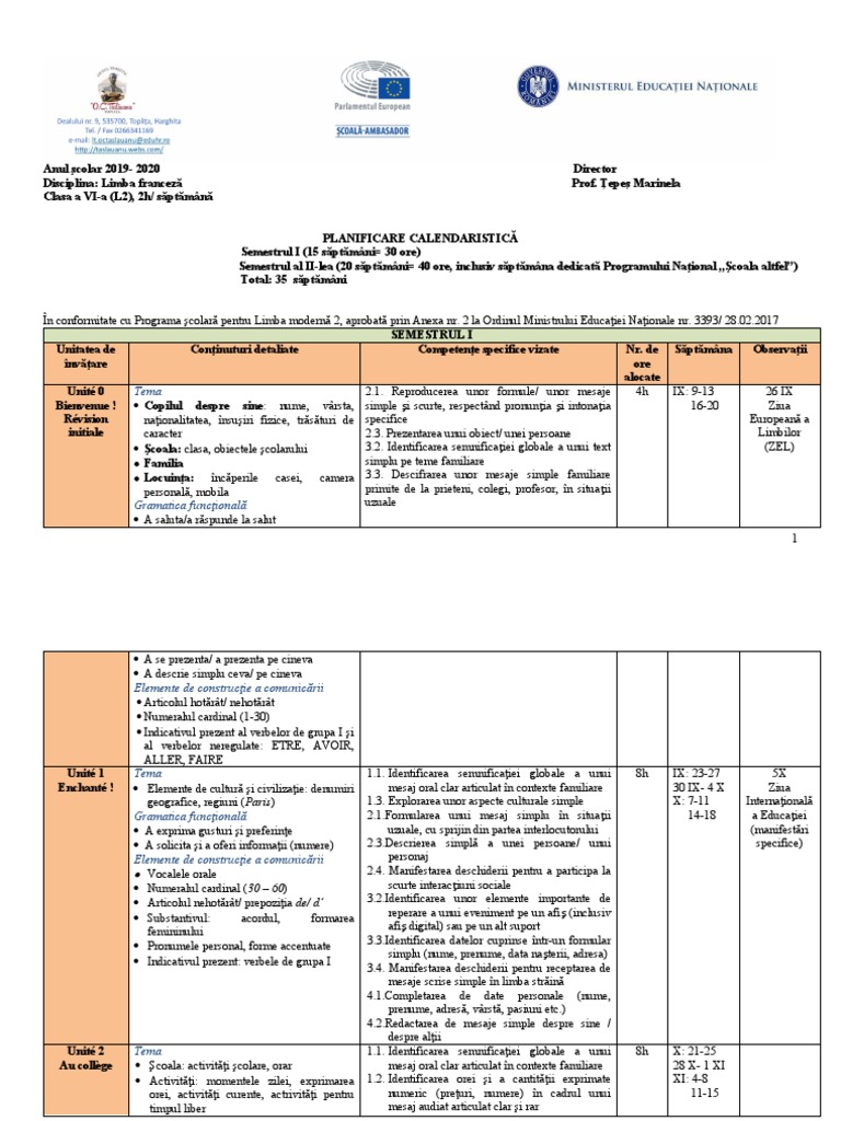 Planificare VI l2 Art Klett PDF