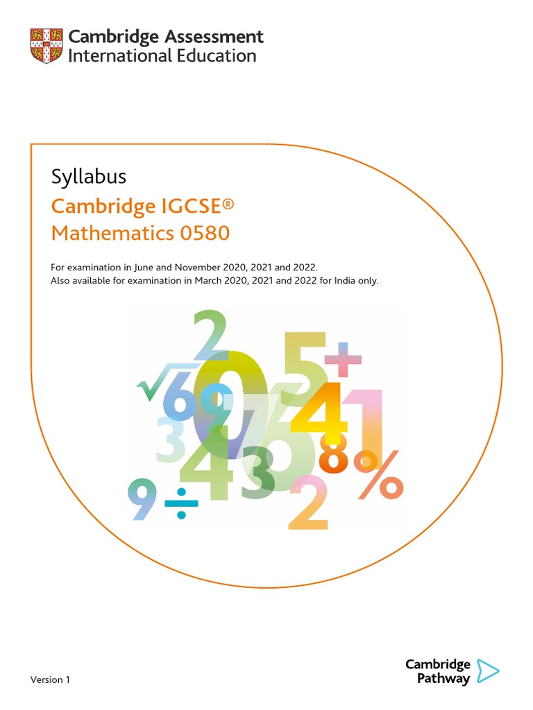 Syllabus cambridge igcse mathematics 0580 pdf
