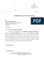 Internship Acceptance Letter: Ref No: 357/SDTN/CPI/2021
