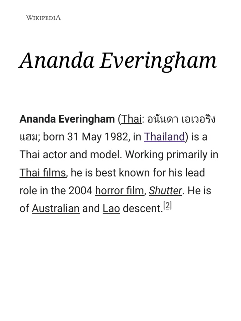 Ananda Everingham: Thai Actor Profile | PDF | Thailand