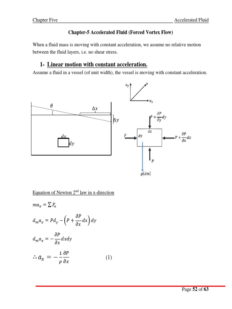 Constant Acceleration in Fluid Dynamics | PDF | Pressure | Acceleration
