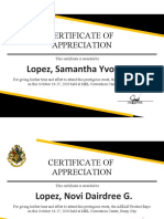 Certificate of Appreciation: Lopez, Samantha Yvonne G