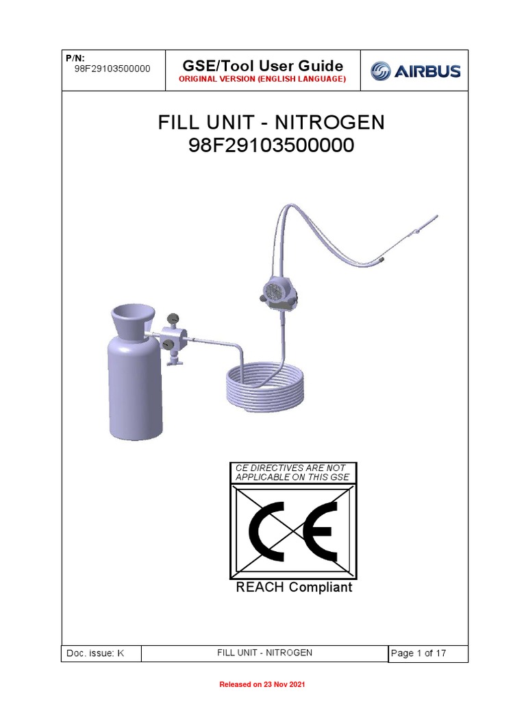 Fill Unit - Nitrogen 98F29103500000: GSE/Tool User Guide | PDF | Valve