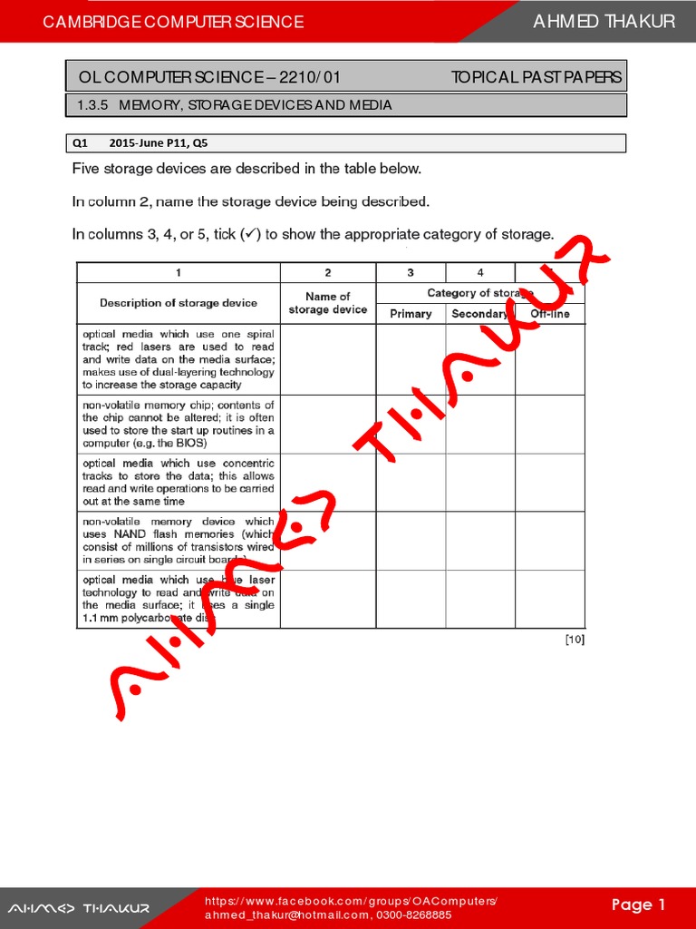 Topicals 1.3.5 Memory, Storage Devices and Media PDF Electrical