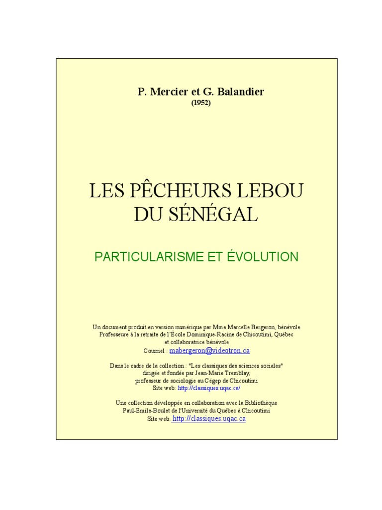 Pêcheurs Lebou du Sénégal : Évolution et Culture | PDF