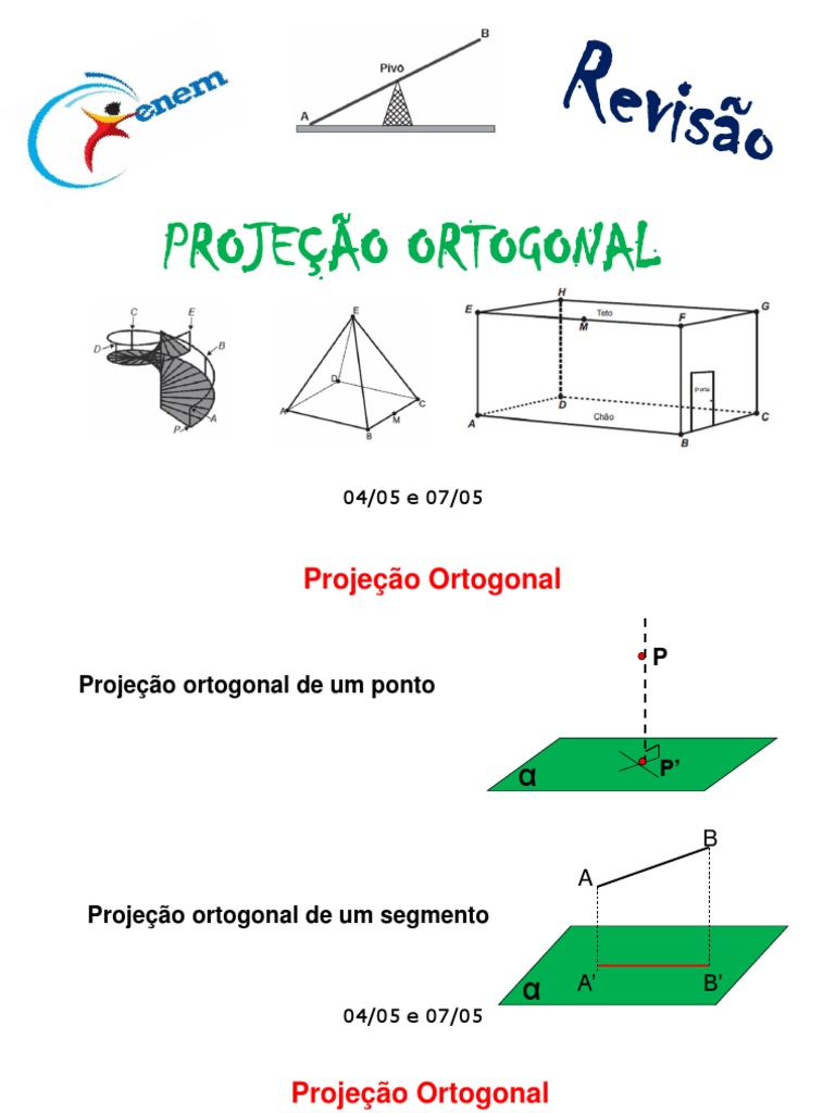Projeção Ortogonal: Revisão e Exercícios ENEM | PDF