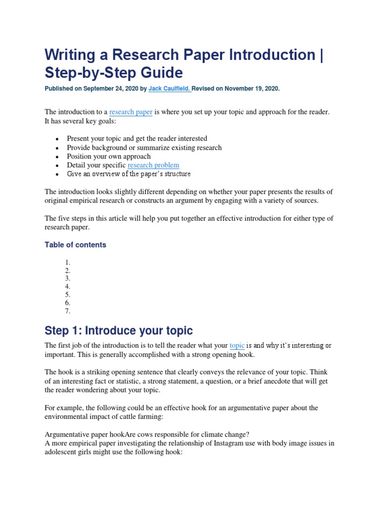 Writing A Research Paper Introduction - Step-by-Step Guide: Step 1 ...