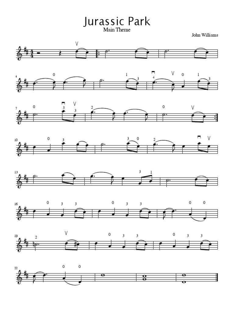 Partitura Jurassic Park PDF