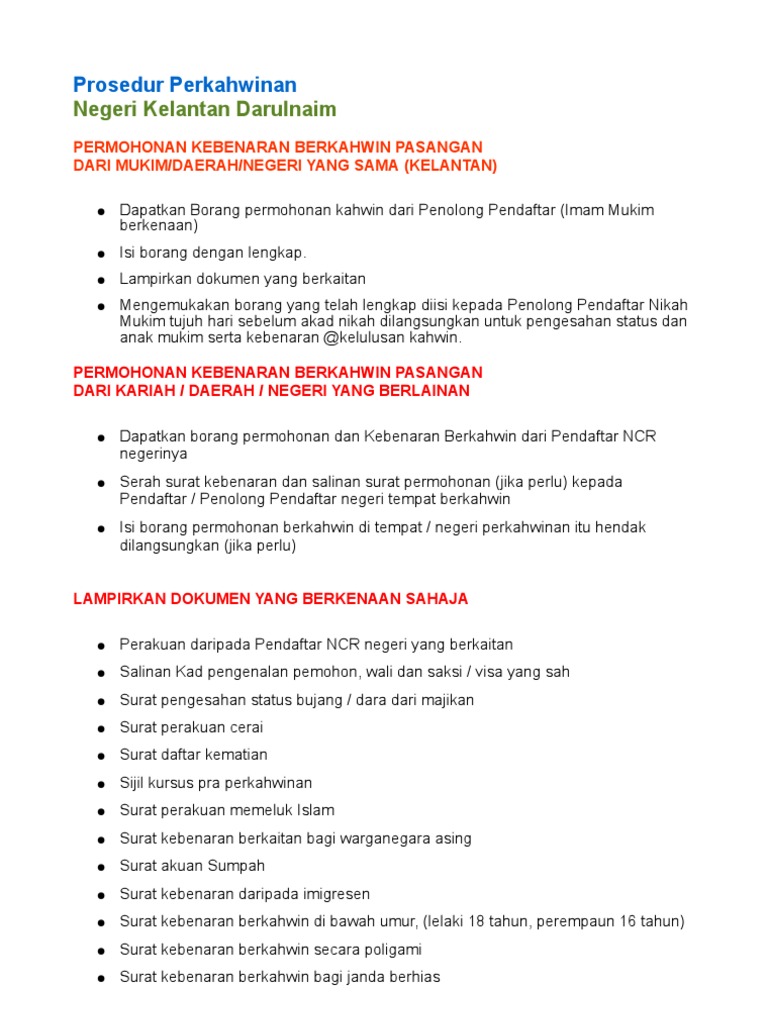 Contoh Surat Nikah Kelantan