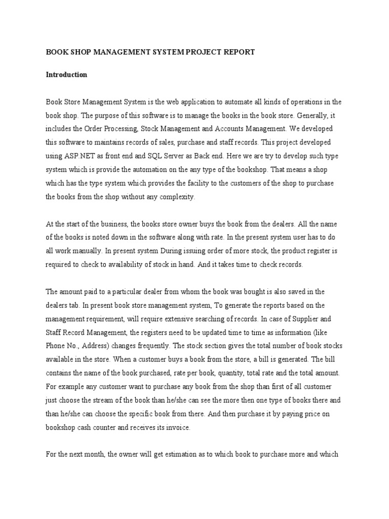 Automating Book Store Operations: An Analysis of a Proposed Web-Based ...