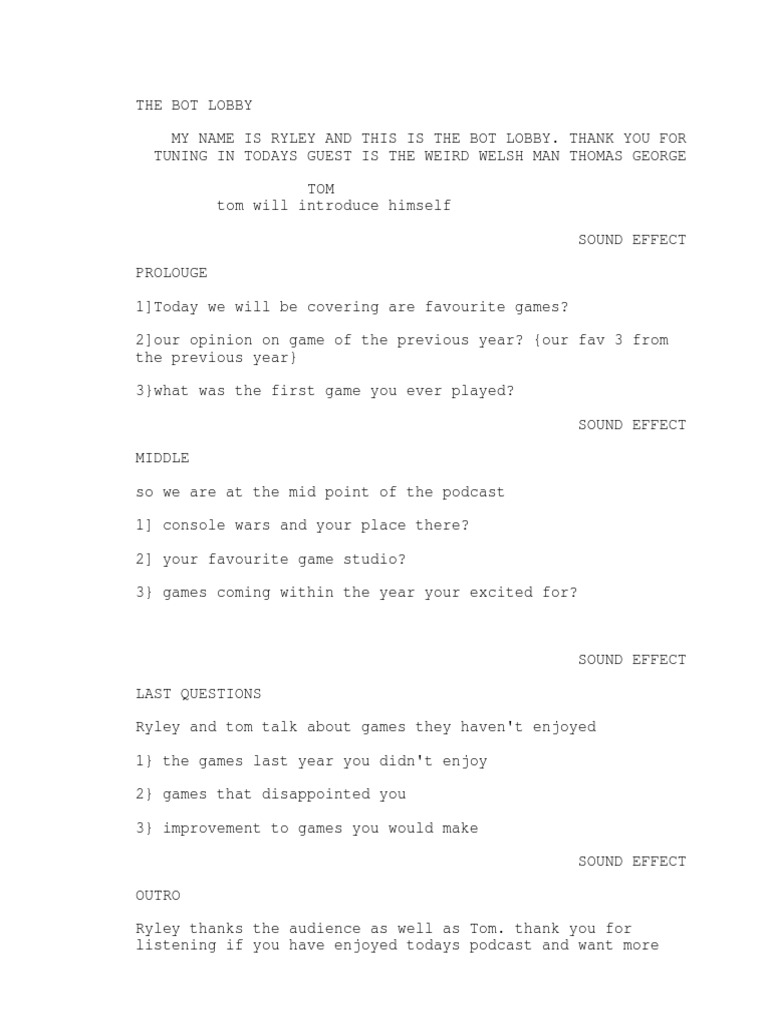 Script The Bot Lobby | PDF | Sports & Recreation | Home & Garden