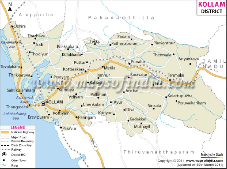 Kollam District Map PDF