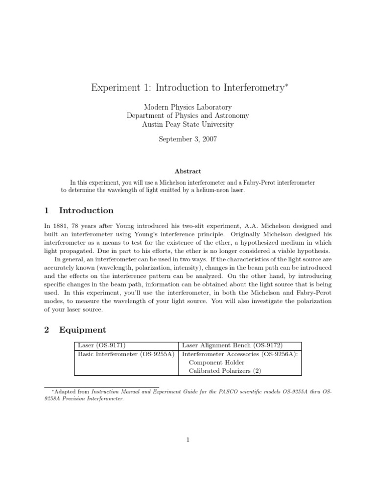Interferometry Pdf Interferometry Atomic