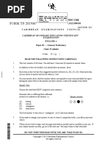 CXC Csec English A June 2015 p1