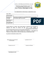 Acta Constancia de Calibración de La Dosis para La Cloración Del Agua