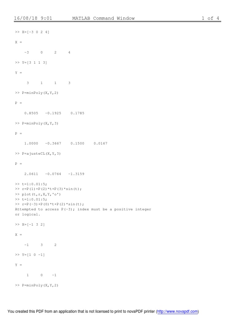 MATLAB Command Window PDF Matlab Computer Science