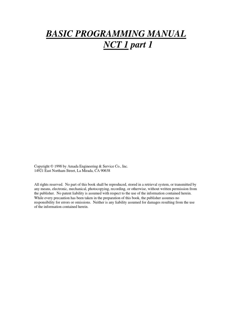 Basic Programming Manual NCT 1 Part 1 | PDF | Subroutine