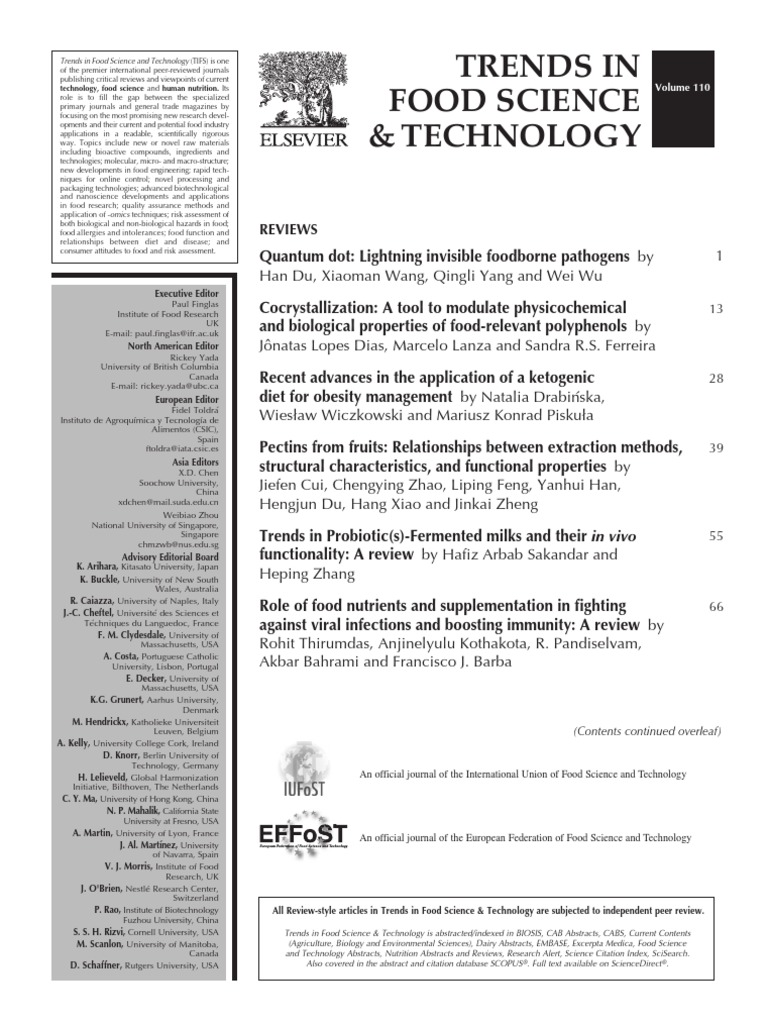 Trends in Food Science & Technology Reviews PDF Foods Nutrition