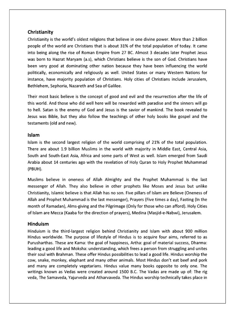 Major Religions of The World | PDF
