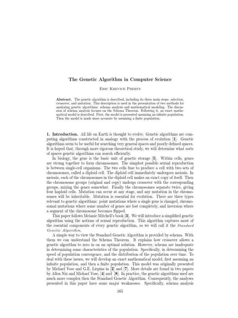 The Genetic Algorithm in Computer Science | PDF | Genetic Algorithm ...