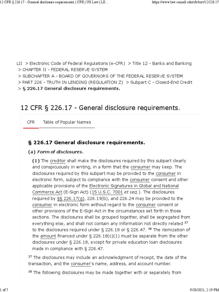 12 Cfr Part 226 | Federal Register notice: Truth in Lending – FGRA
