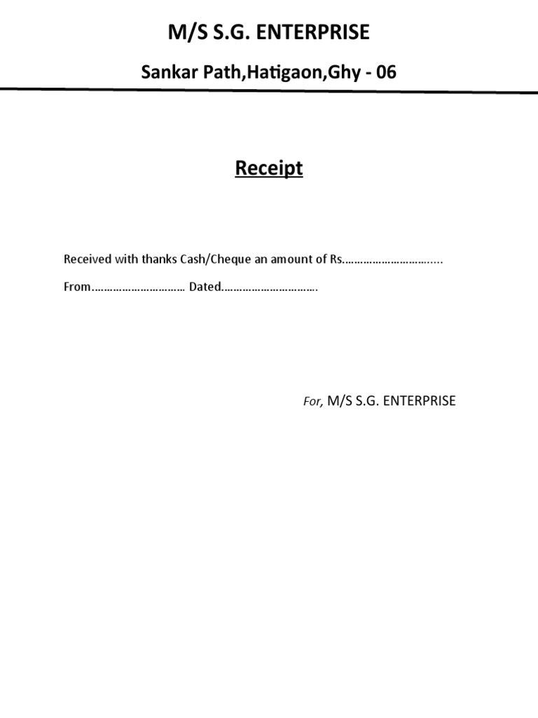 M/S S.G. Enterprise Receipt PDF