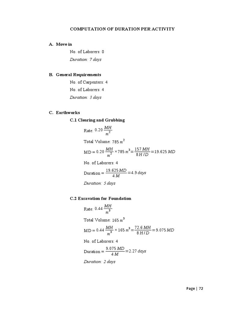 Construction Activity Duration Calculation | PDF | Building | Architecture