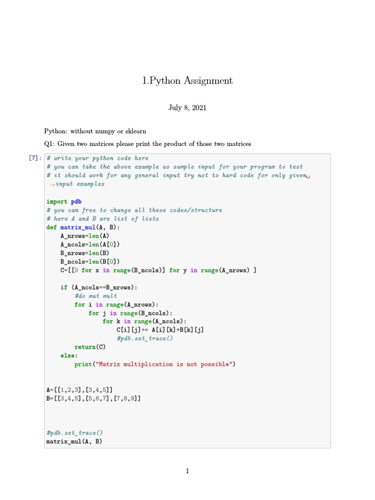 1.python Assignment: July 8, 2021 | PDF | Matrix (Mathematics) | String ...