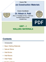C C04: Basic Construction Materials: Unit - I Walling Materials
