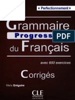Grammaire Progressive Du Français Niveau Perfectionnement - Corrigés