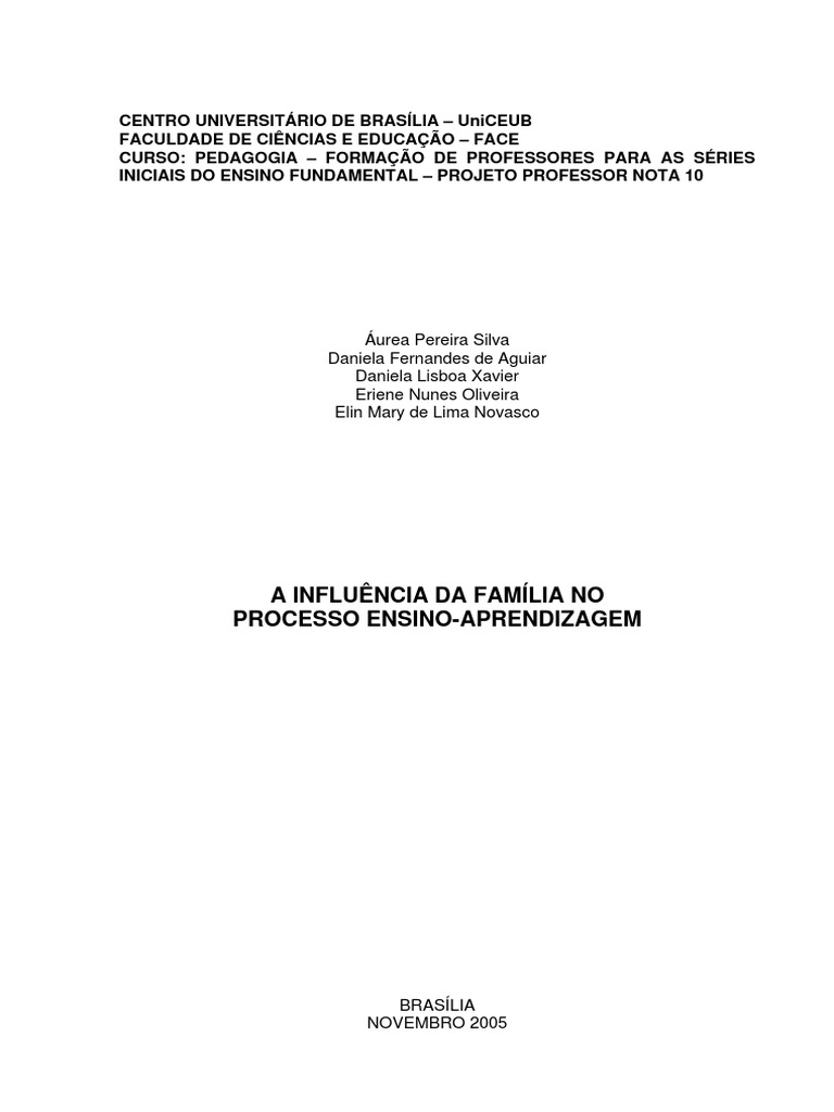 Influência da Família na Aprendizagem | PDF | Aprendizado | Psicologia