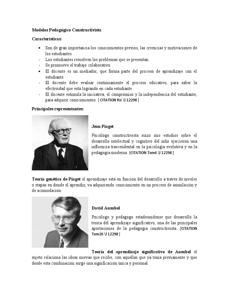 Modelos Pedagógico Constructivista | PDF | Constructivismo (filosofía ...