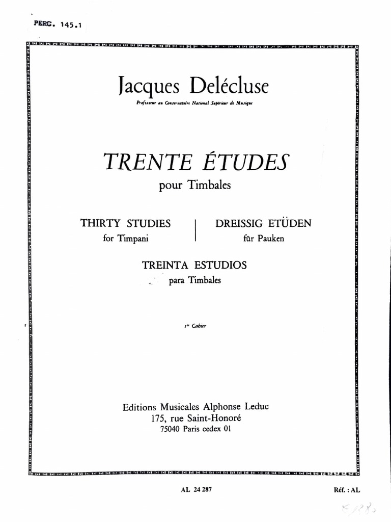 30 Etudes Delecluse Timpani 1 PDF