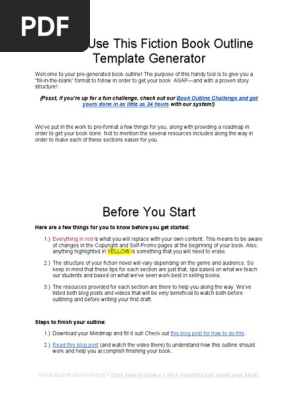 Fiction Book Outline Template Generator