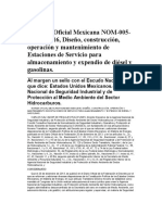 NOM-005-ASEA-2016, Diseño, Construcción, Operación y Mantenimiento de Estaciones de Servicio para Almacenamiento y Expendio de Diésel y Gasolinas.