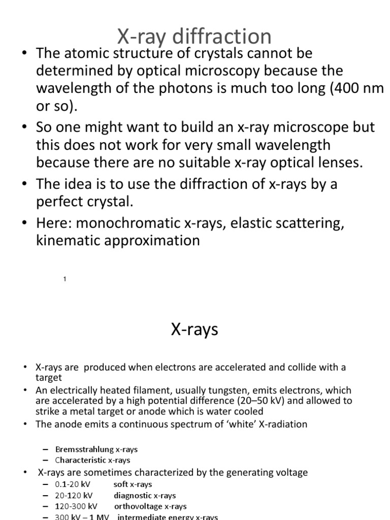 Xray Notes CHM 406 STUDENT PDF X Ray Crystallography X Ray