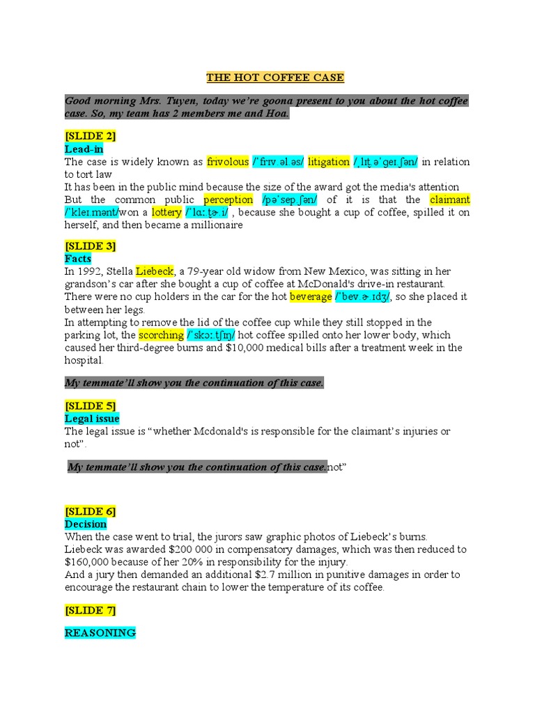 4.-THE HOT COFFEE CASE-Script | PDF | Government | Public Law