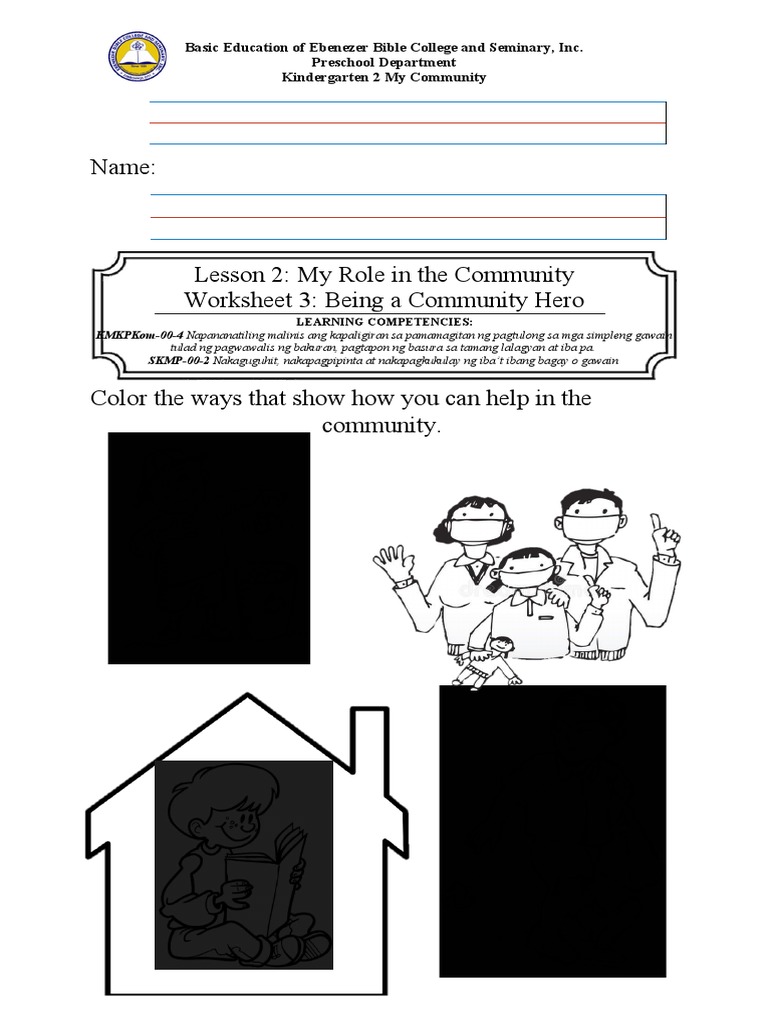 Worksheet 3 My Role in The Community PDF