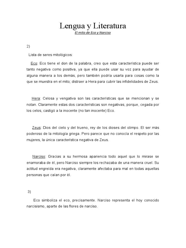 El Mito De Eco Y Narciso Pdf