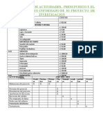 Cronograma de Actividades, Presupuesto y El Consentimiento Informado de Su Proyecto de Investigación