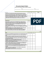 Persuasive Speech Rubric: Give This Form To Your Instructor Before You Give Your Speech Name: Topic: Time